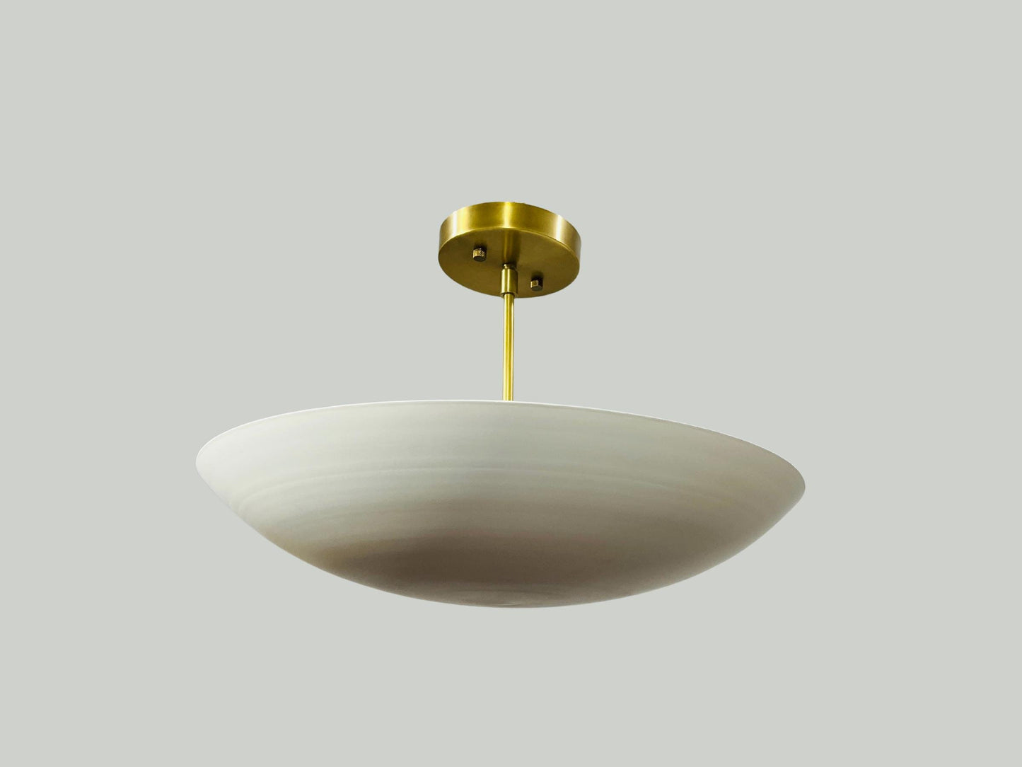 Mid Century Ceiling Brass Flush Mount Fixture Pendant 6 Light , Matte White , Sputnik Chandelier Light Fixture Handmade Premium Quality