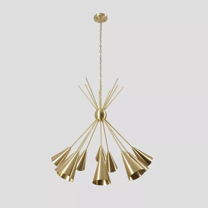 10 Lights Sputnik Chandelier Modern Brass Garland Sputnik Light Brushed Brass Finish Bedroom Lights Fixture