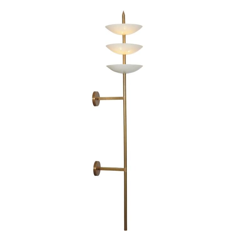 Single Wall Sconce Mid Century 3 Shade 6 Lights Raw Brass Sputnik Wall Lamp Light Fixture