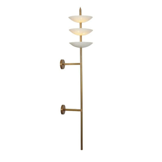Single Wall Sconce Mid Century 3 Shade 6 Lights Raw Brass Sputnik Wall Lamp Light Fixture