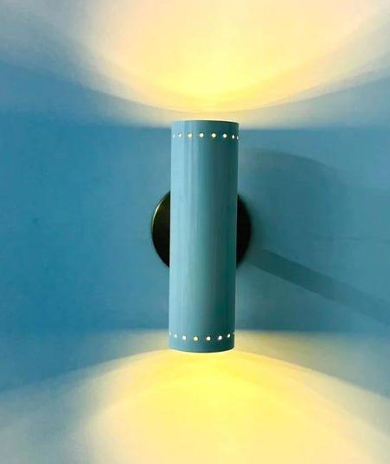 Mid Century Dual light Cylindrical Shape Shinny White with Raw Brass Finish - Italian Wall Light Sconce - Bedroom Lights - Vanity Lamps