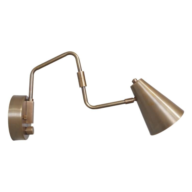 Single Light Wall Sconce Mid Century Articulated Brass Sconce Style Brass Wall Lamp Light Fixture