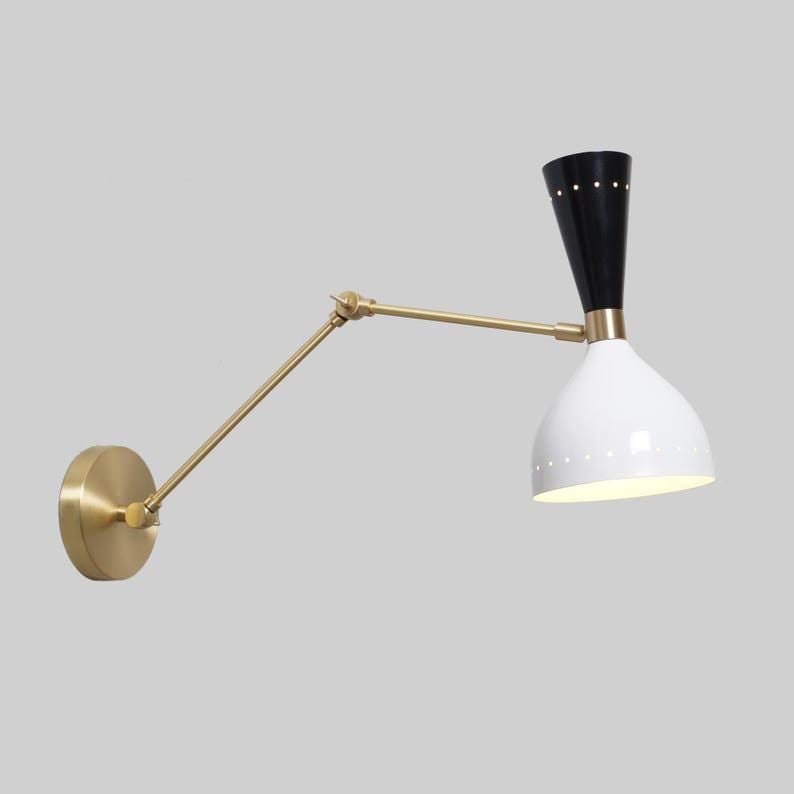 Single Wall Sconce Mid Century Italian Style Double Light Articulated Brass Sconce Brass Wall Lamps Light Fixture