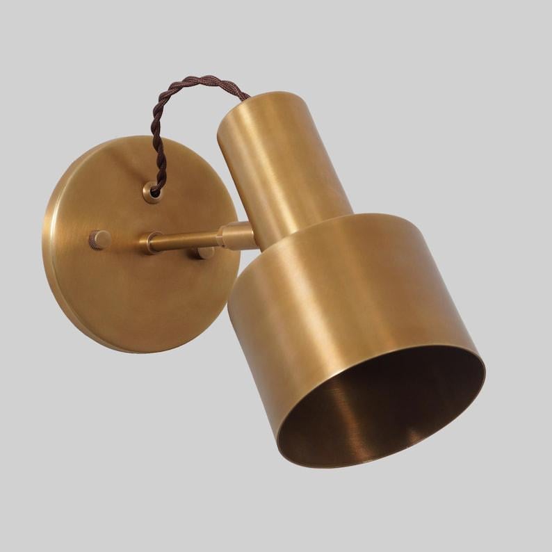 Wall Sconce Mid Century Single Light Shade Pivot Raw Brass Sconce Style Brass Wall Lamp Light Fixture