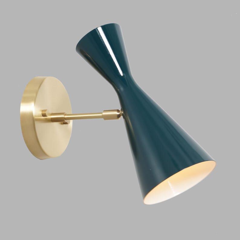 Mid Century Stilnovo Style Single Light Pivot Brass Sconce Style Brass Wall Lamp Light Fixture