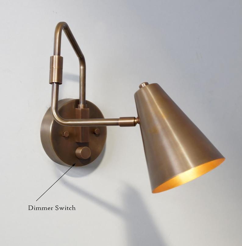 Single Light Wall Sconce Mid Century Articulated Brass Sconce Style Brass Wall Lamp Light Fixture