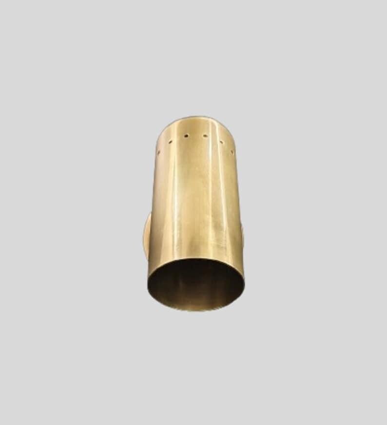 Pair of Mid Century Cylindrical Shape Raw Brass Finish Italian Wall Light Sconce Fixtures - Bedroom Lights - Vanity Lamps - Handmade