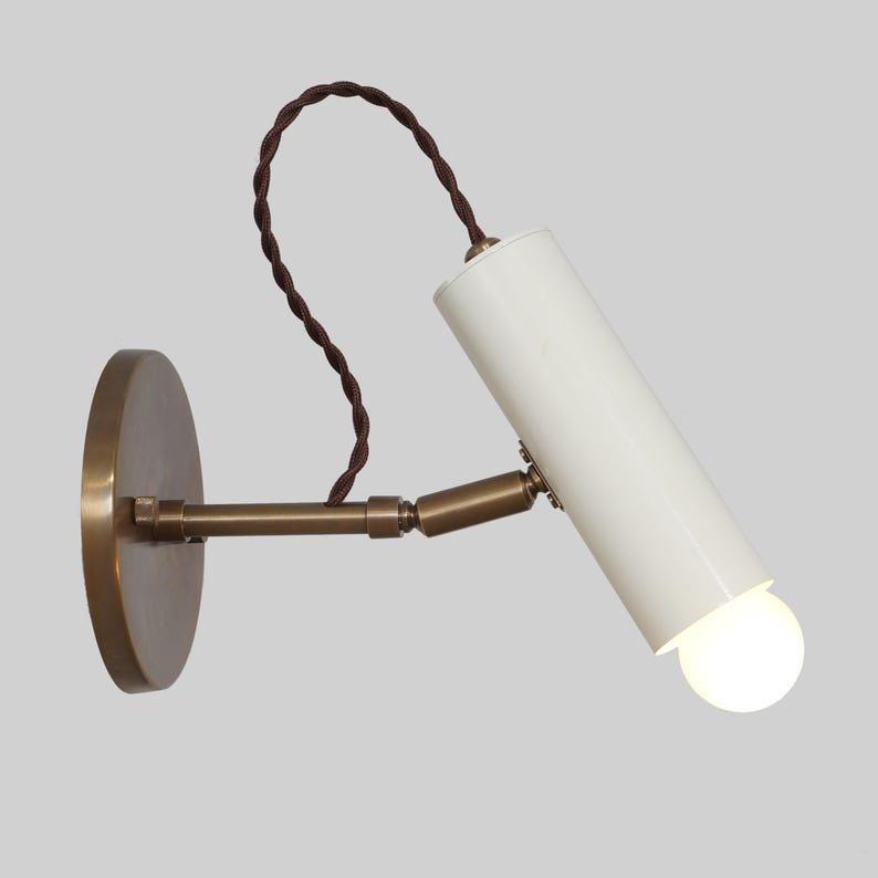 Mid Century Single Light Pivot Shade Raw Brass Wall Sconce Style Brass Wall Mount Lamp Light Fixture