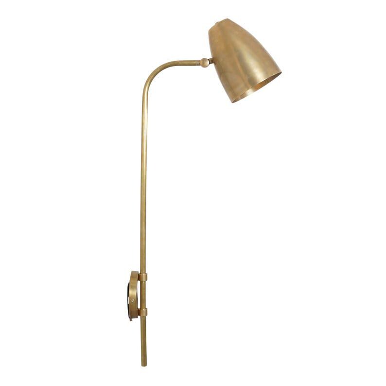 Mid Century Stilnovo Style Single Light Shade Brass Sconce Raw Brass Style Pivot Wall Mount Lamp Light Fixture
