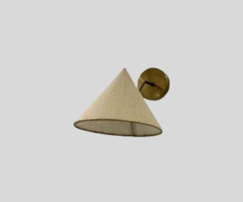 Pair of Wall Sconce Mid Century - Fabric Cone Shades - Brass Wall Lamp - Sputnik Inspired Design in Raw Brass Finish - Wall Light Fixture