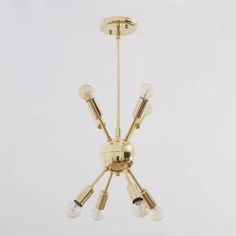 8 Arm Sputnik Chandelier Modern Brass Sputnik Ceiling Fixture Polish Brass Finish Bedroom Lights Fixture