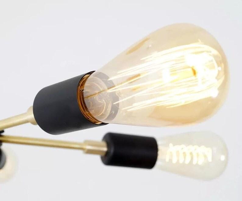 Semi Flush Mount Modern Brass 5 Arm Lights Sputnik Chandelier Brushed Brass Finish Bedroom Lights Fixture