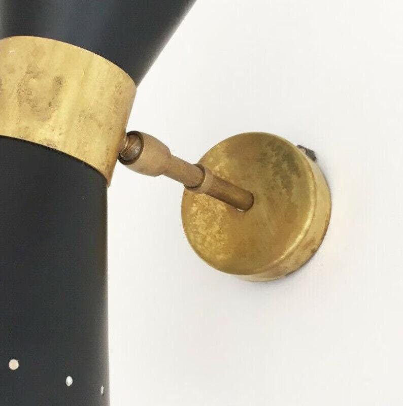 A Pair Of Italian Style Wall Light Lamp Stilnovo Diablo Matte Black in Raw Brass Finish , Wall Lighting Vanity Lamp Bathroom Lamp Lights