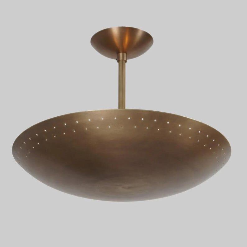 Ceiling Brass Flush Mount Mid Century Fixture Pendant 6 Light Raw Brass Sputnik Chandelier Light Fixture