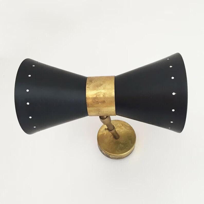 A Pair Of Italian Style Wall Light Lamp Stilnovo Diablo Matte Black in Raw Brass Finish , Wall Lighting Vanity Lamp Bathroom Lamp Lights