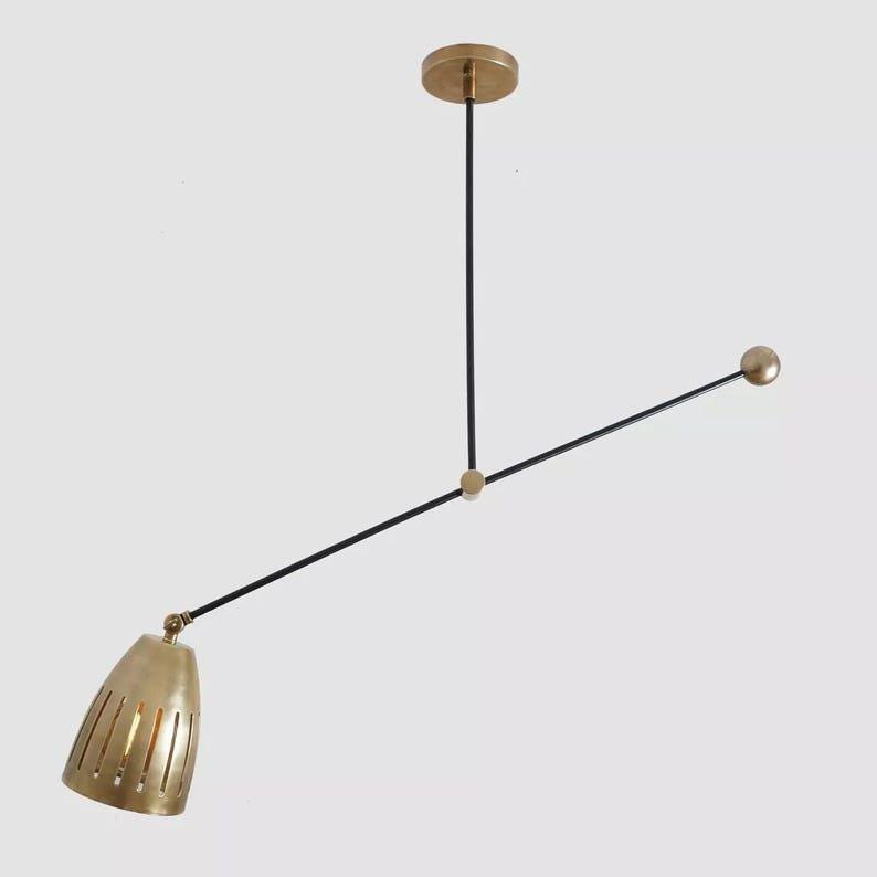 Modern Brass Pendant Light Counterweight Pendant Lamp - Brass Shade Lamp Raw Brass Finish Bedroom Lights Fixture