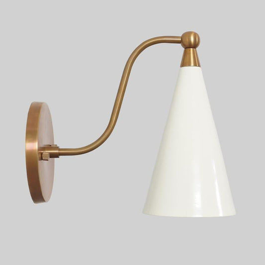 Mid Century Italian Style Single Light Cream Shade Raw Brass Wall Sconce Style Brass Wall Lamp Light Fixture